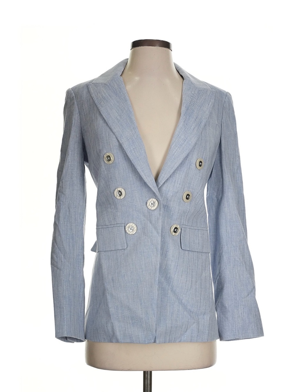 Veronica Beard Light Blue Double-Breasted Blazer